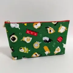 おでんにゃんこ ハンドメイド マルチポーチ ファスナーポーチ ねこ 猫