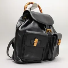 美品　グッチ バンブー リュック バックパック ブラック レザー