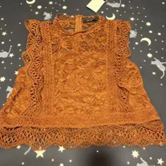 新品タグ付き　レース ノースリーブ トップス L