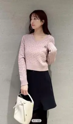 新品タグ付＊SNIDEL 【BEARPAW】ケーブルニットプルオーバー(PNK)