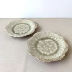 【2枚】新品 美濃焼 和花 取り皿 ケーキ皿 灰釉 お洒落 和モダン