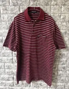 LYLE & SCOTT ボーダー ポロシャツ 胸ポケット付き 日本製 ボルドーのサムネイル