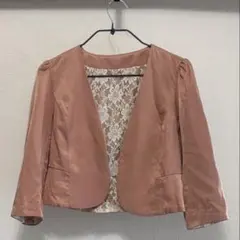 RUIRUE BOUTIQUE ノーカラージャケット ピンクベージュ