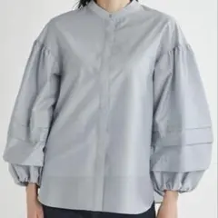 Mila Owen スタンドカラータックスリーブブラウス　水色　長袖　シャツ