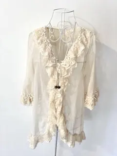 LIZ LISA リズリサベージュ レース フリル シフォンカーディガンのサムネイル