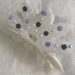 花型パール装飾透明ヘアクリップ