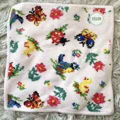 FEILER 花と蝶　タオルハンカチ　ハンカチ　ハイジ　ピンク