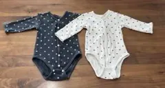 前開きロンパース　70 バースデー　cottoli ハート柄　2枚セット　双子