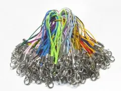 カニカン付　ストラップ　紐　ヒモ　MIXカラー　１５色以上　合計１００本