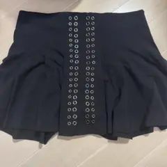 ハトメ装飾 プリーツミニスカート ブラックのサムネイル