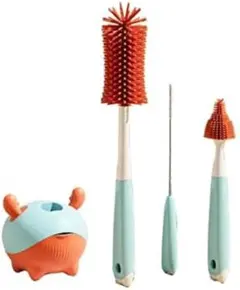 ボトルブラシ ストローブラシ シリコンボトルクリーナー スタンド付き 哺乳瓶