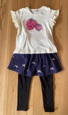 【美品】any FAM いちごTシャツ130・スカートレギンス120の2点セット