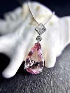 【大特価】新品「宝石鑑別書」大粒高質モルガナイト&ダイヤモンド ペンダントトップ