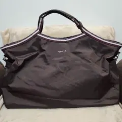 agnes b. ナイロン ボストンバッグ ブラウン 2WAY 旅行 ジム用