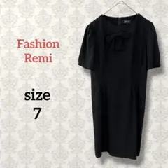 Fashion Remi【7】ブラックフォーマルワンピース リボンコサージュ