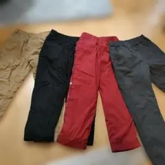 裏起毛　キッズ長ズボンセット（黒・赤・カーキ・グレー）