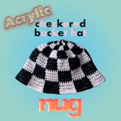 【秋冬帽子】Acrylc bucket hat チェック柄バケットハット男女兼用