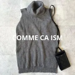コムサイズム ウール混 タートルネックニット ベスト ノースリーブ M グレー