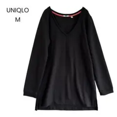 【UNIQLO】チャコールグレー Vネックニット M a0305