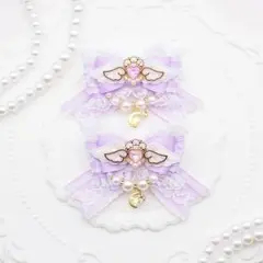 ヘアクリップ　ヘアリボン　天使の羽　魔法少女　マジカル　量産型　地雷　パープル
