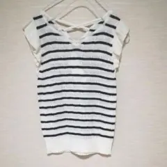 【大人かわいい】フェアリー　フリル付きボーダーニット