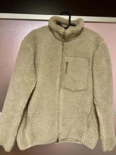 ベージュ フリースジャケット ジップアップ