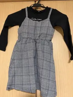 キッズ 長袖 ドッキングワンピース チェック柄