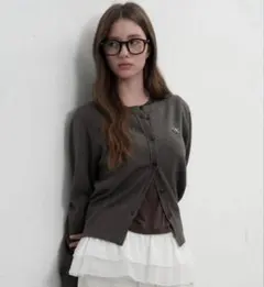 Essential Crew Neck Cardigan [CHARCOAL]