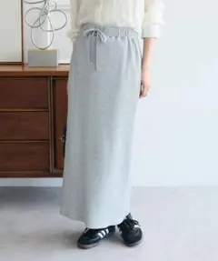 chocol raffine robe 楽ちんIラインリブスカート　グレー