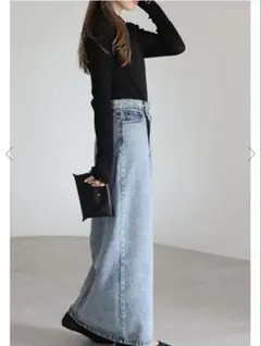 BONJOUR SAGAN クロスウエストデニムスカート　ライトブルー