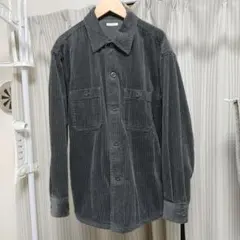 GU コーデュロイオーバーサイズシャツ　グレー　Sサイズ