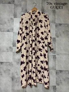 超希少 70s GUCCI リーフパターン シルクワンピース イタリア製 M59のサムネイル