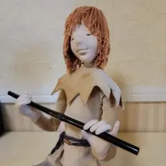 創作人形　ヴィンテージ人形　置物　 笛を吹く少年 　ハンドメイド