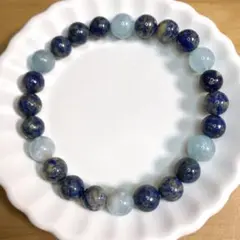 O*F様 ラピスラズリとアクアマリンのブレスレット　約7.5〜8ミリ　内径16セ