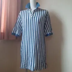 パーリーゲイツPEARY GATESメンズ半袖ポロシャツM白×青USED