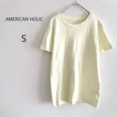 AMERICAN HOLIC Tシャツ 半袖 ライトイエロー S 綿100%
