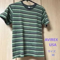 AVIREX ボーダー 半袖 Tシャツ グリーンのサムネイル