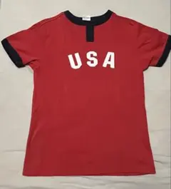 Champion ランタグ　USAロゴ リンガーTシャツ レッド Sサイズのサムネイル