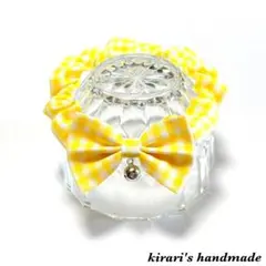 No.101 猫の首輪(ギンガムイエロー)サイズ調整可能