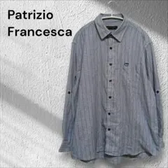 ​Patrizio Francesca長袖シャツ LLストライプ ロールアップ可