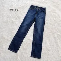 ユニクロ スリムストレートハイライズジーンズ 25 ブルー 綿混 カジュアル