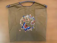 【新品未使用】刺繍エコバッグ トートバッグ Mサイズ ベージュ ナイロン