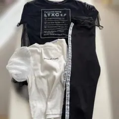 ラブトキTシャツワンピ、黒パンツ、ピンクラテTシャツ3点まとめ売りセット！