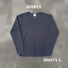 AVIREX コットン ロンT ブラック L Vネック