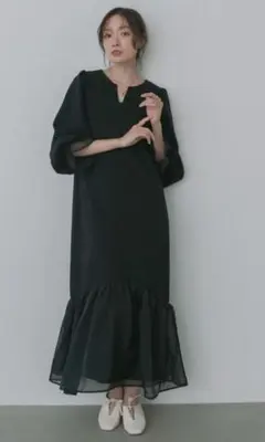 Bab オーガンジー切替スウェットワンピース