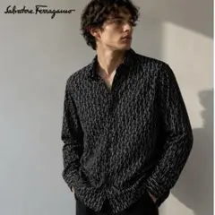 Salvatore Ferragamo 総柄 長袖シャツ ブラック イタリア製のサムネイル