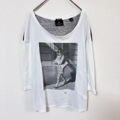 メゾンスコッチ　七分丈Tシャツ　ドッキング　レディースS～L　ヒョウ柄　リネンのサムネイル