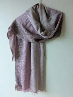 ペイズリー柄 ピンクグレー 大判マフラー