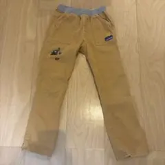 ミキハウス パンツ イエロー、ベージュ 長ズボン クマ刺繍付き 120