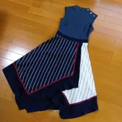 【美品】LOVELESS　ラブレス ワンピース プリーツ ストライプ　34サイズのサムネイル